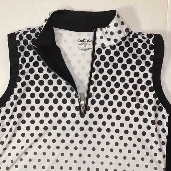 Coral Bay Golf Women's White & Black Dots Sleeveless Top PS - Picture 3 of 6